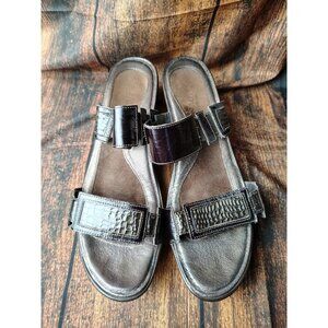 NAOT BROWN LEATHER DRESS SANDALS SHOES WEDGE HEELS WOMENS SZ 9 9.5 EU 40